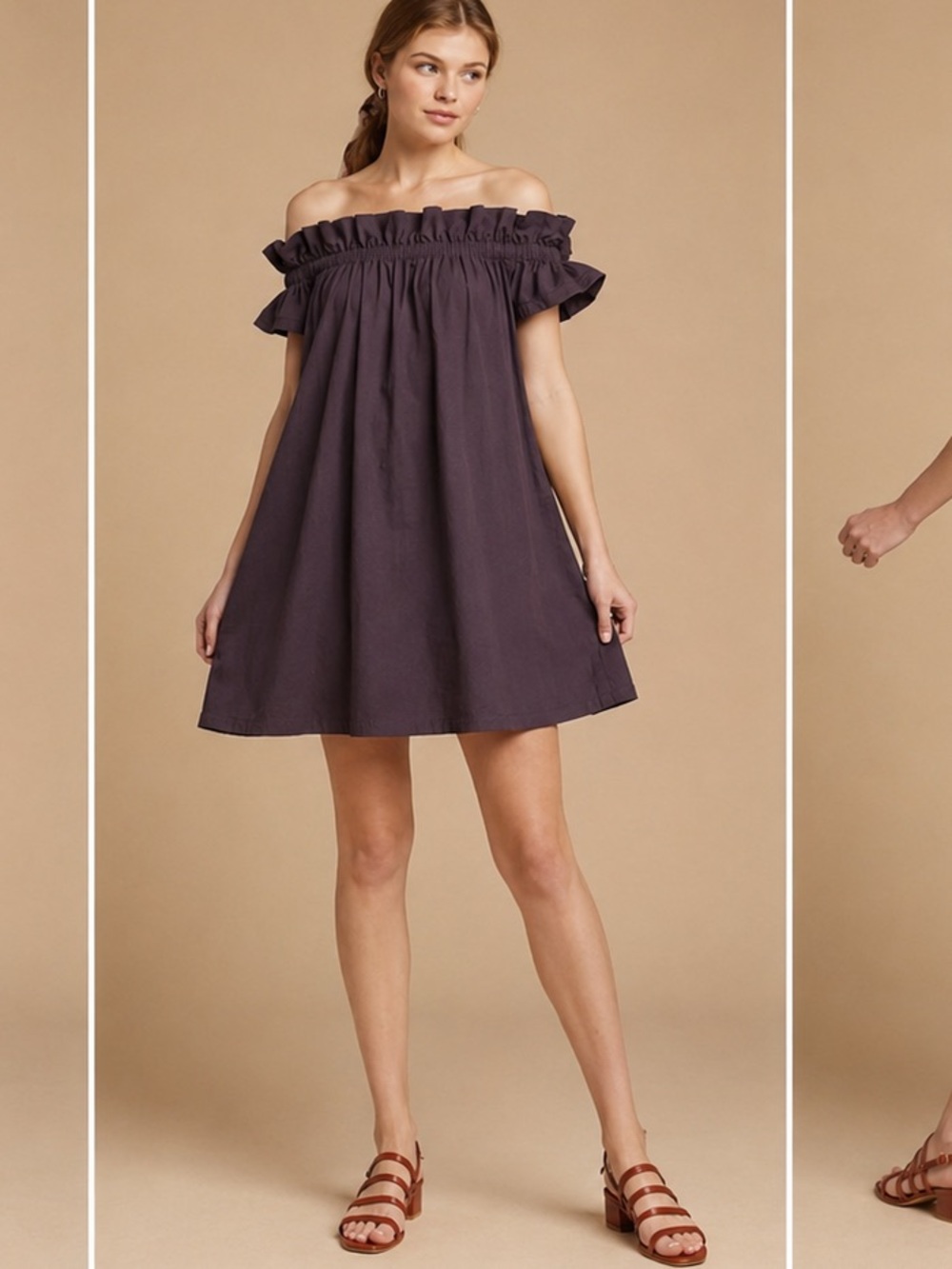 Free People Women’s Medium Sophie Off the Shoulder Purple Mini Dress